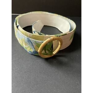Vintage Belt MARGARET SMITH Size M Handcrafted Blue Floral Cottagecore Fabric